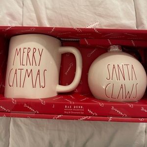Rae Dunn mug and ornament set - Merry Catmas and Santa Claws